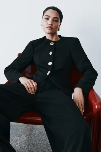 Asia Mixed Button Blazer – Svart