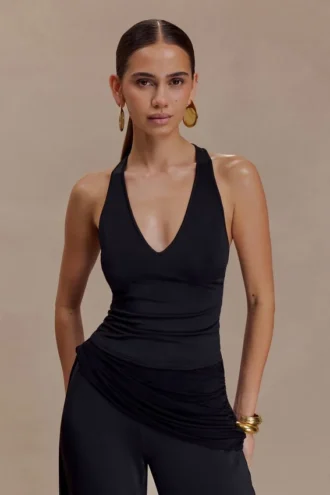 Aspyn Slinky And Mesh Top – Svart