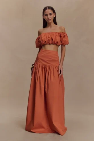Autumn maxikjol – bränd orange
