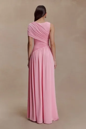 Ayeshya Slinky Asymmetrisk Maxiklänning – Candy Pink