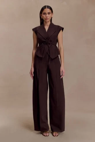 Beatrix högmidjade Denim-jeans – chokladbruna