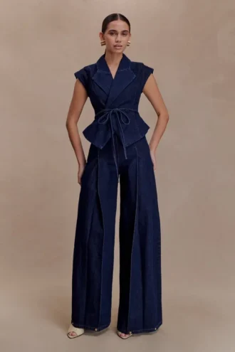 Beatrix högmidjade Denim-jeans – indigoblå