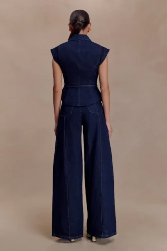 Beatrix högmidjade Denim-jeans – indigoblå