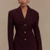 Bellamy Cinched Blazer – Mahogany Bellamy Cinched Blazer – Mahogany