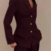 Bellamy Cinched Blazer – Mahogany Bellamy Cinched Blazer – Mahogany