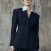 Bellamy Cinched Blazer – Marinblå randig Bellamy Cinched Blazer – Marinblå randig