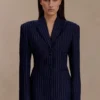 Bellamy Cinched Blazer – Marinblå randig Bellamy Cinched Blazer – Marinblå randig