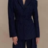 Bellamy Cinched Blazer – Marinblå randig Bellamy Cinched Blazer – Marinblå randig