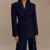 Bellamy Cinched Blazer – Marinblå randig Bellamy Cinched Blazer – Marinblå randig