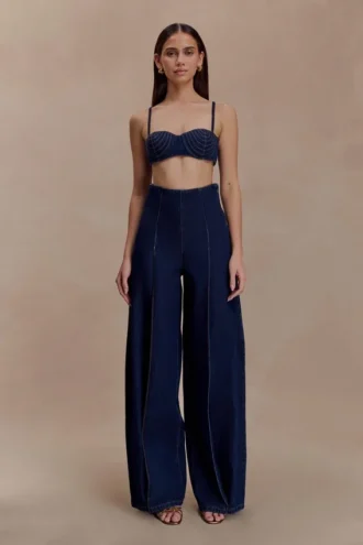 Belle Denim Cropped Bralette – Indigoblå