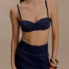 Belle Denim Cropped Bralette – Indigoblå