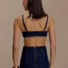 Belle Denim Cropped Bralette – Indigoblå