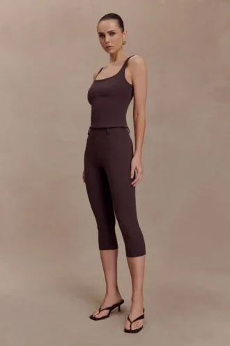 Blanca stretchcrepe-capribyxor – choklad