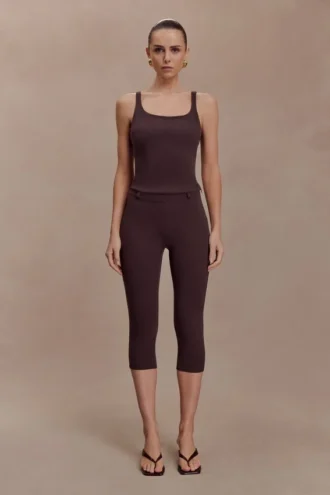 Blanca stretchcrepe-capribyxor – choklad