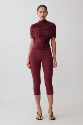 Blanca stretchcrepe-capribyxor – mahogny