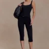 Blanca stretchcrepe-capribyxor – svart