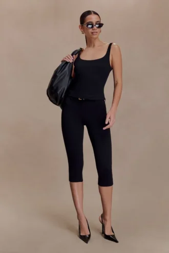 Blanca stretchcrepe-capribyxor – svart