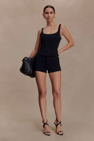 Blanca stretchcrepe-shorts – svart