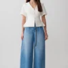 Bobby Oversized-jeans med veck fram – sommarblå Bobby Oversized-jeans med veck fram – sommarblå
