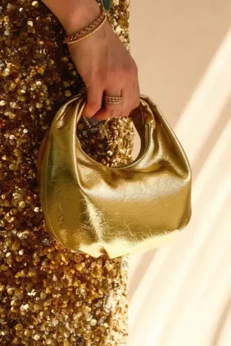 Bristol Mini Croissant läderväska – guld