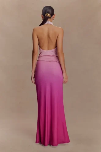 Bruna Slinky Fishtail Maxikjol – Ombre Rosa