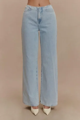 Caitlin Mid Rise Denim Jeans – Ljusblå