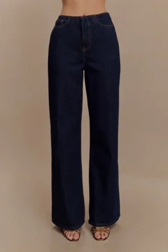 Caitlin midjehöga Denim-jeans – indigoblå