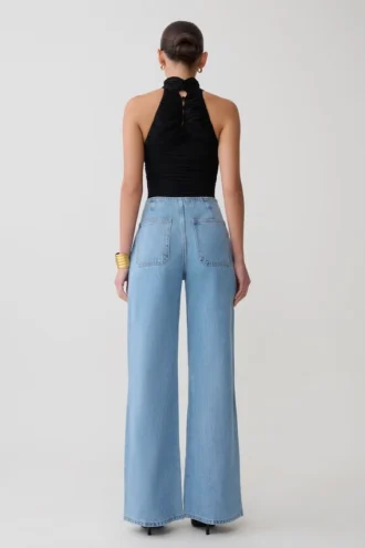 Matilda rynkad bodysuit i mesh – svart