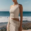 Cali Drape Kjol Knit Mini Klänning – Ivory Cali Drape Kjol Knit Mini Klänning – Ivory