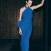 Caprice Halter Knit Maxi Klänning – Cobalt Caprice Halter Knit Maxi Klänning – Cobalt