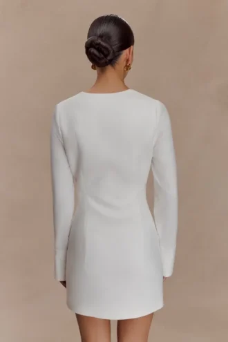 Carina Peplum bomullsklänning – Vit Carina Peplum bomullsklänning – Vit
