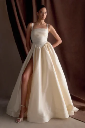 Carla Ruched Gown – Cream Ivory Carla Ruched Gown – Cream Ivory