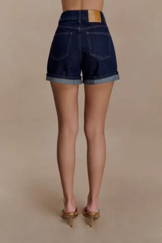 Carlene Denim shorts med uppvikt fåll – indigoblå