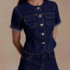Carlene Denim shorts med uppvikt fåll – indigoblå