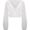 Carlie Chiffon Cross Tie Top – Elfenben Carlie Chiffon Cross Tie Top – Elfenben