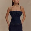 Cecilia Denim Frill Corset – Indigoblå