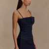 Cecilia Denim Frill Corset – Indigoblå