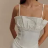Cecilia Denim Frill Corset – Vit Cecilia Denim Frill Corset – Vit