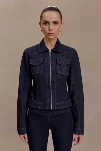 Cierra Cinched Jacket Top – tvättad indigoblå