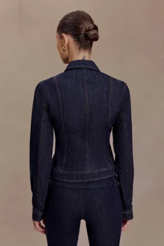 Cierra Cinched Jacket Top – tvättad indigoblå