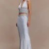 Clementine Chiffon Handbroderad Maxikjol – Ljusblå Clementine Chiffon Handbroderad Maxikjol – Ljusblå