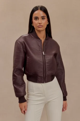 Codi bomberjacka i imitationsläder – Merlot