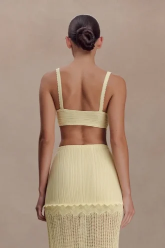 Coleene Pointelle-stickade topp – Lemon