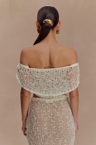 Cordelia off-shoulder-toppar – elfenben