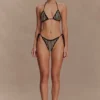 Corrie Crochet Tie Up Bikini Bottom – Svart och neutrala ränder