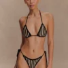 Corrie Crochet Tie Up Bikini Bottom – Svart och neutrala ränder
