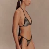 Corrie Crochet Tie Up Bikini Bottom – Svart och neutrala ränder