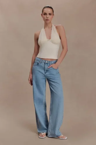 Cressida Crepe Halter Top – Ivory