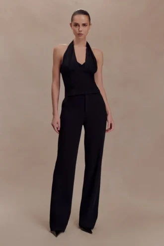 Cressida Crepe Halter Top – Svart