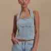 Dayna Denim Halter Top – Ljusblå Dayna Denim Halter Top – Ljusblå